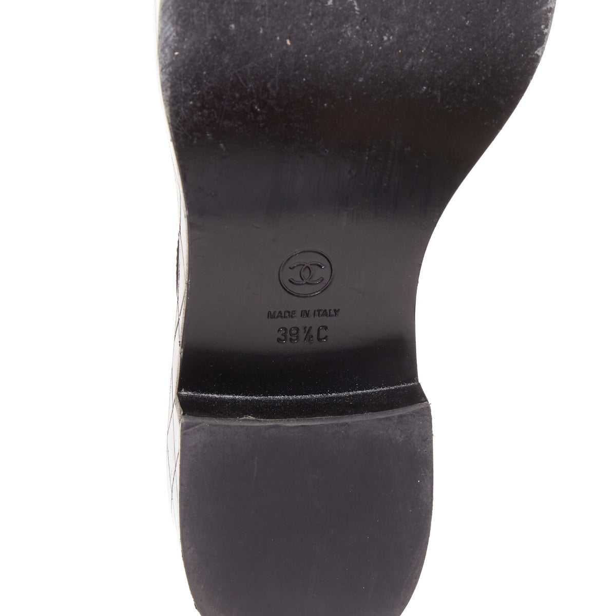Women's Chanel Heart CC leather quilted platform penny loafers
