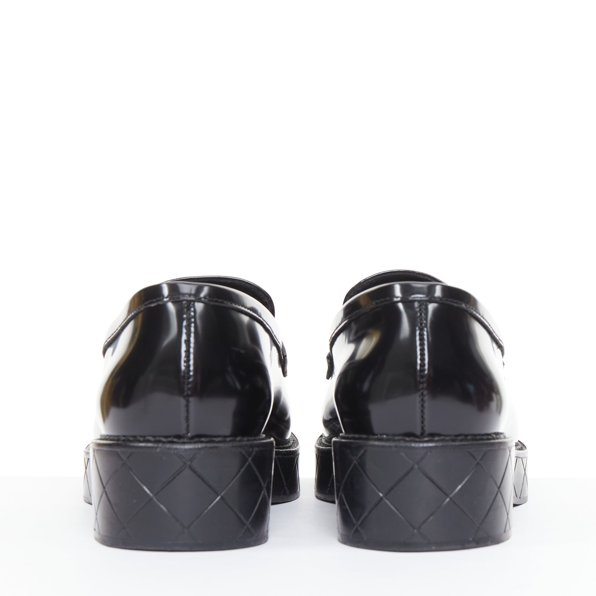 Women's Chanel Heart CC leather quilted platform penny loafers