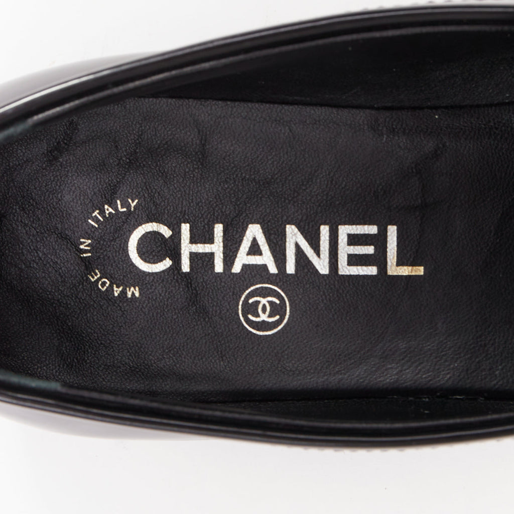 Women's Chanel Heart CC leather quilted platform penny loafers