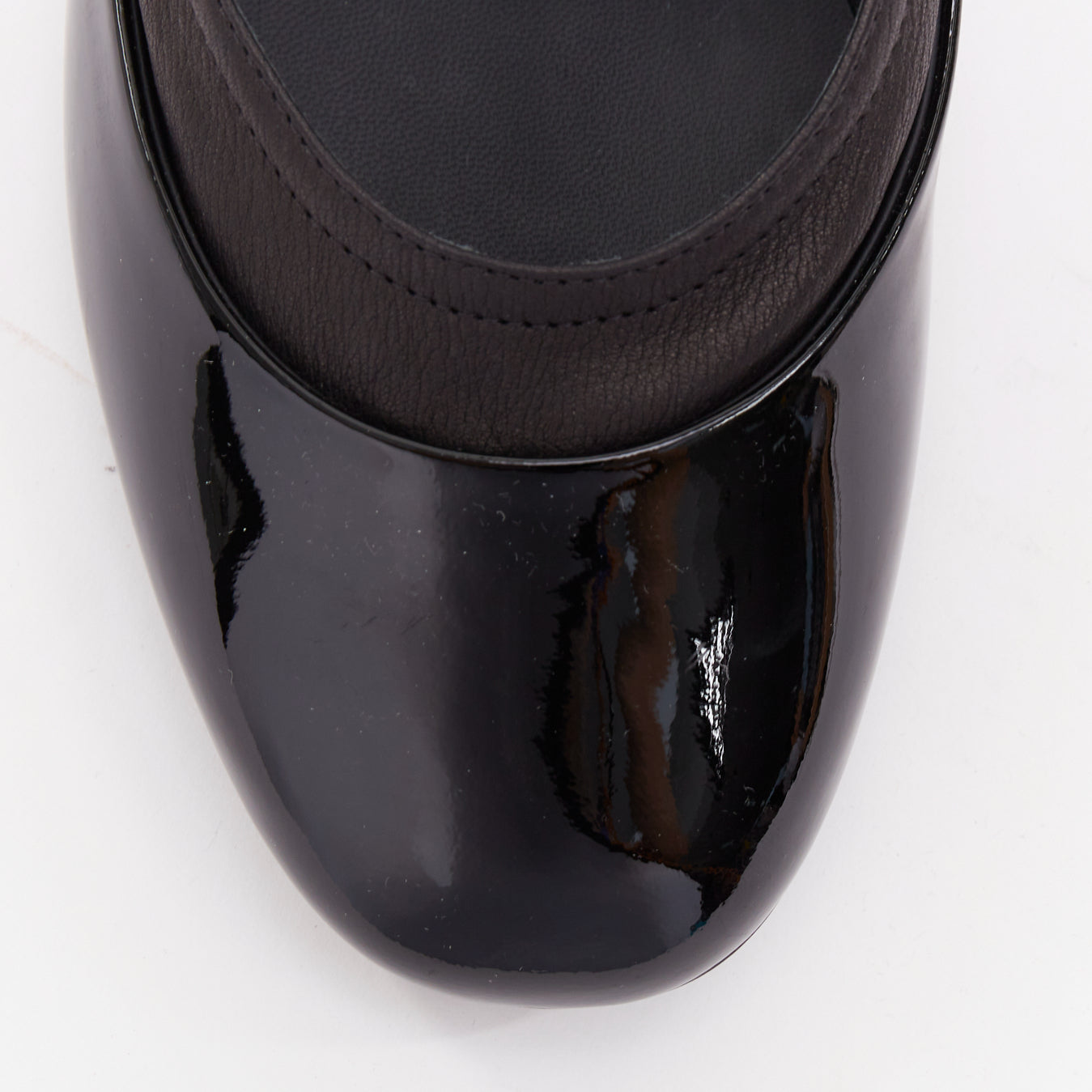 Women's Chanel patent leather silver CC logo mary jane ballet flats