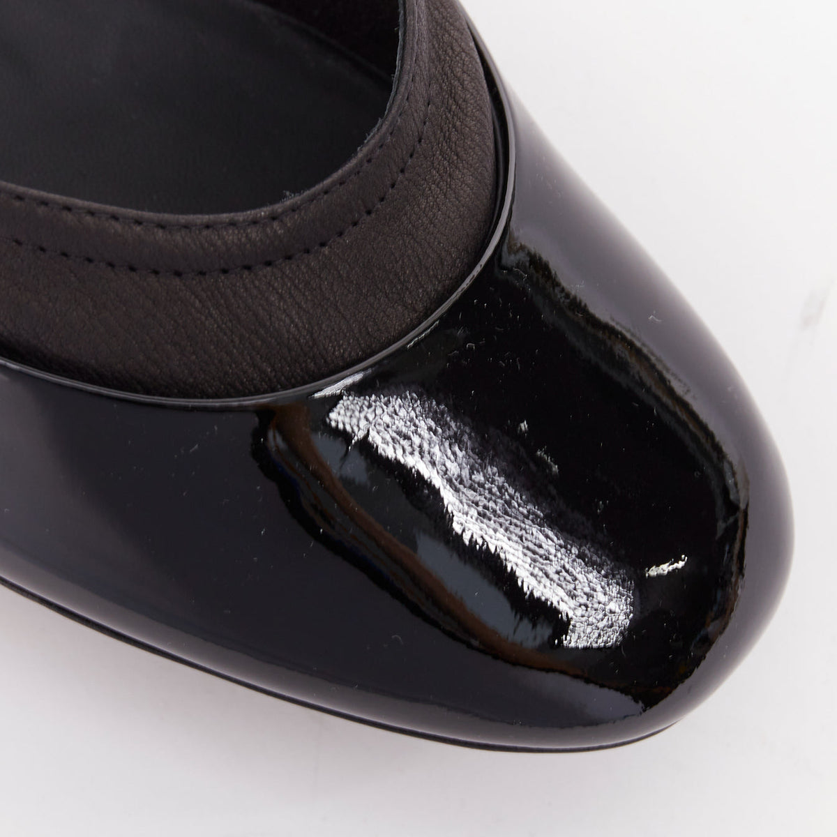 Women's Chanel patent leather silver CC logo mary jane ballet flats