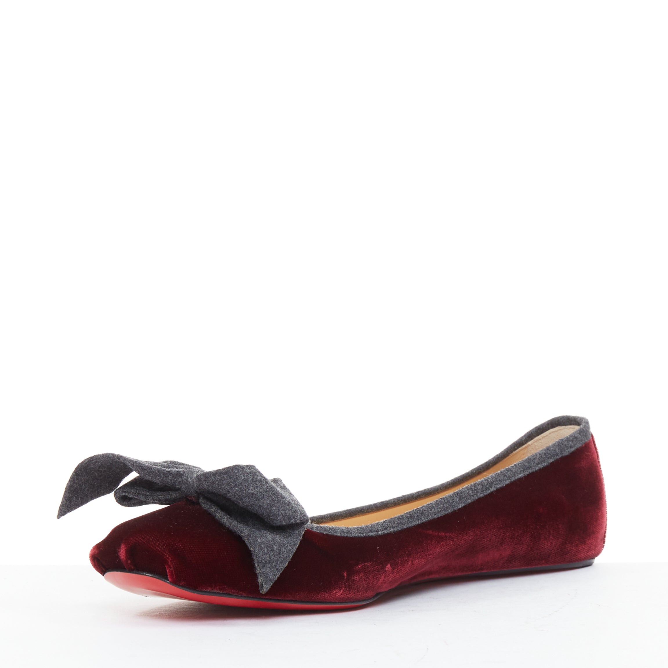 Women's Christian Louboutin Minnie Flat velvet flannel ruched flats