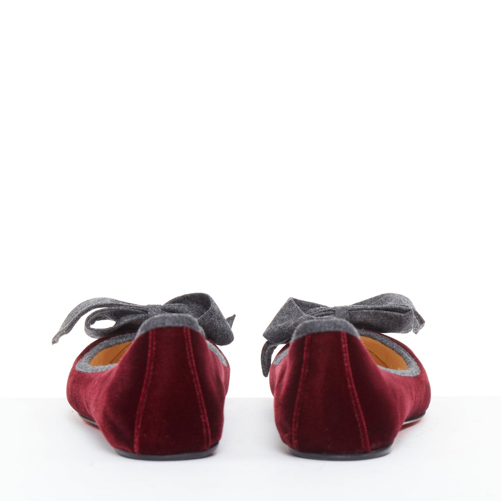 Women's Christian Louboutin Minnie Flat velvet flannel ruched flats