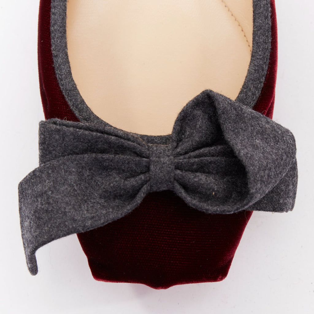 Women's Christian Louboutin Minnie Flat velvet flannel ruched flats