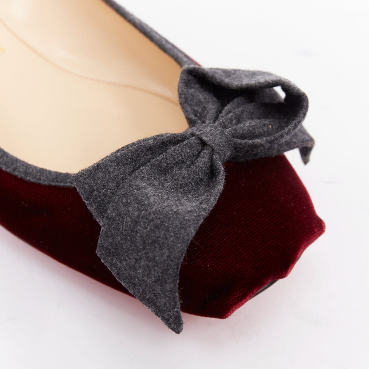 Women's Christian Louboutin Minnie Flat velvet flannel ruched flats