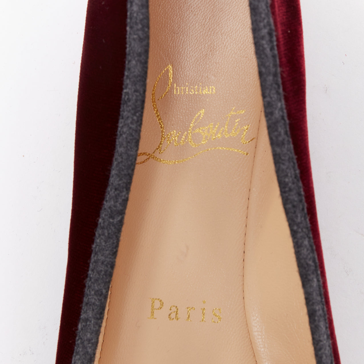 Women's Christian Louboutin Minnie Flat velvet flannel ruched flats