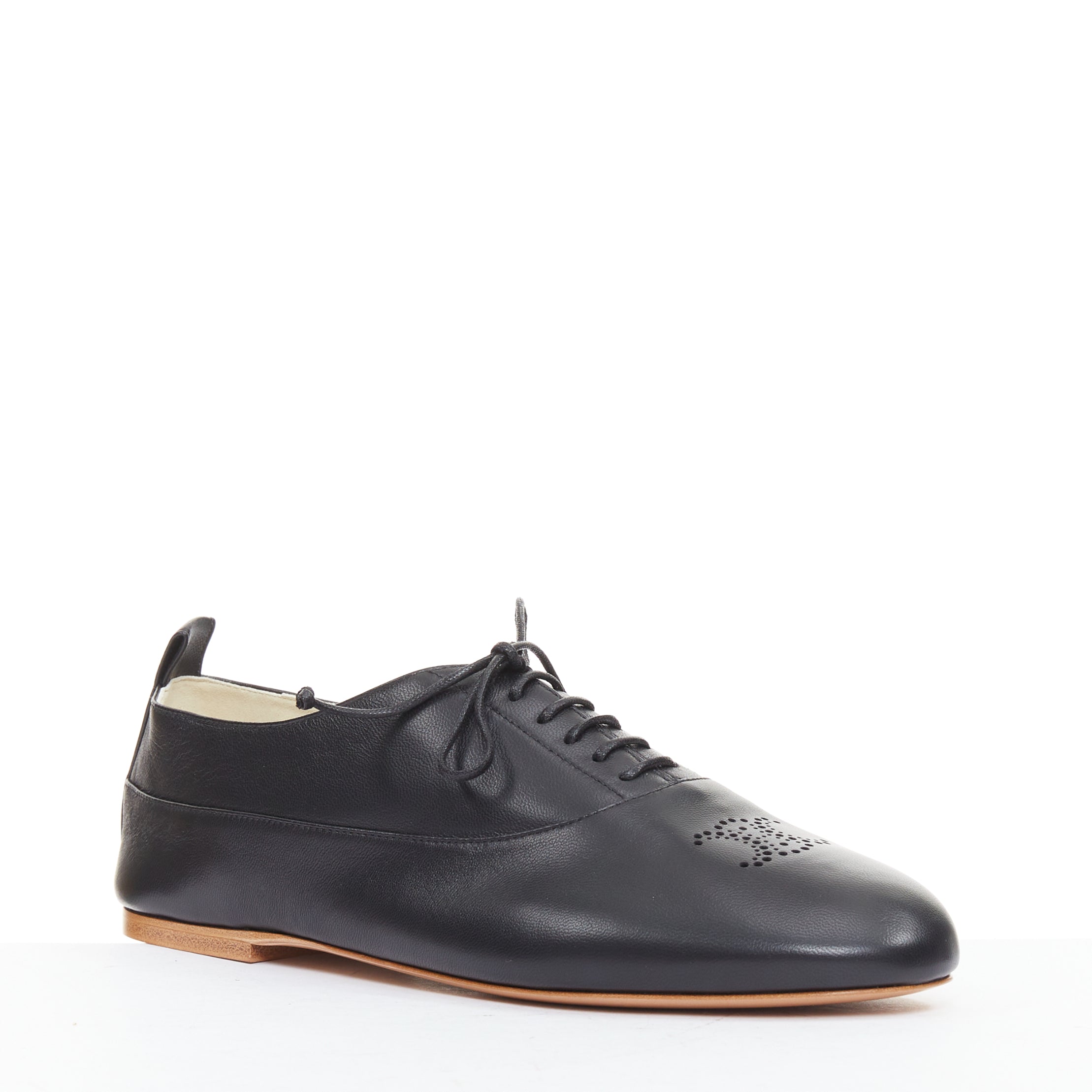 Women's Celine Lise Triomphe Richelieu leather flat oxfords