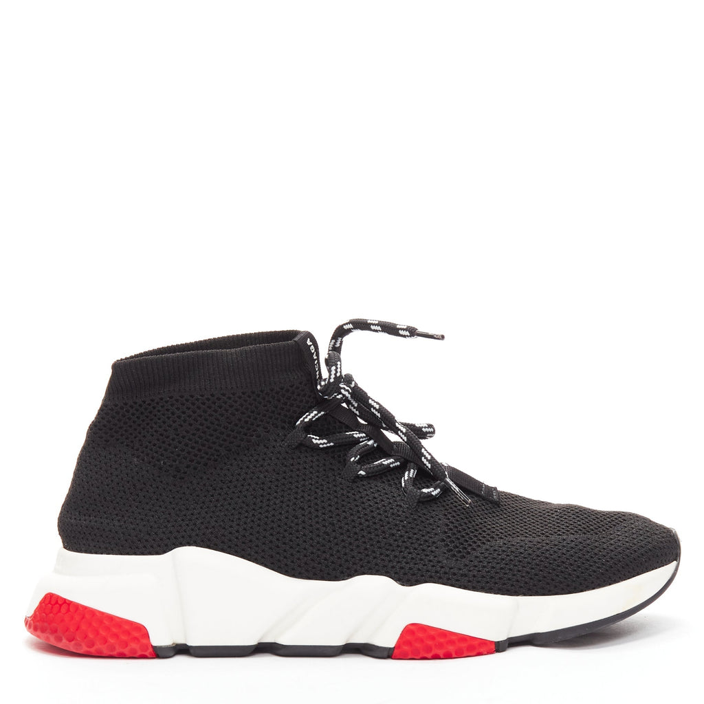 Men's Balenciaga Speed white red logo laced sock sneakers