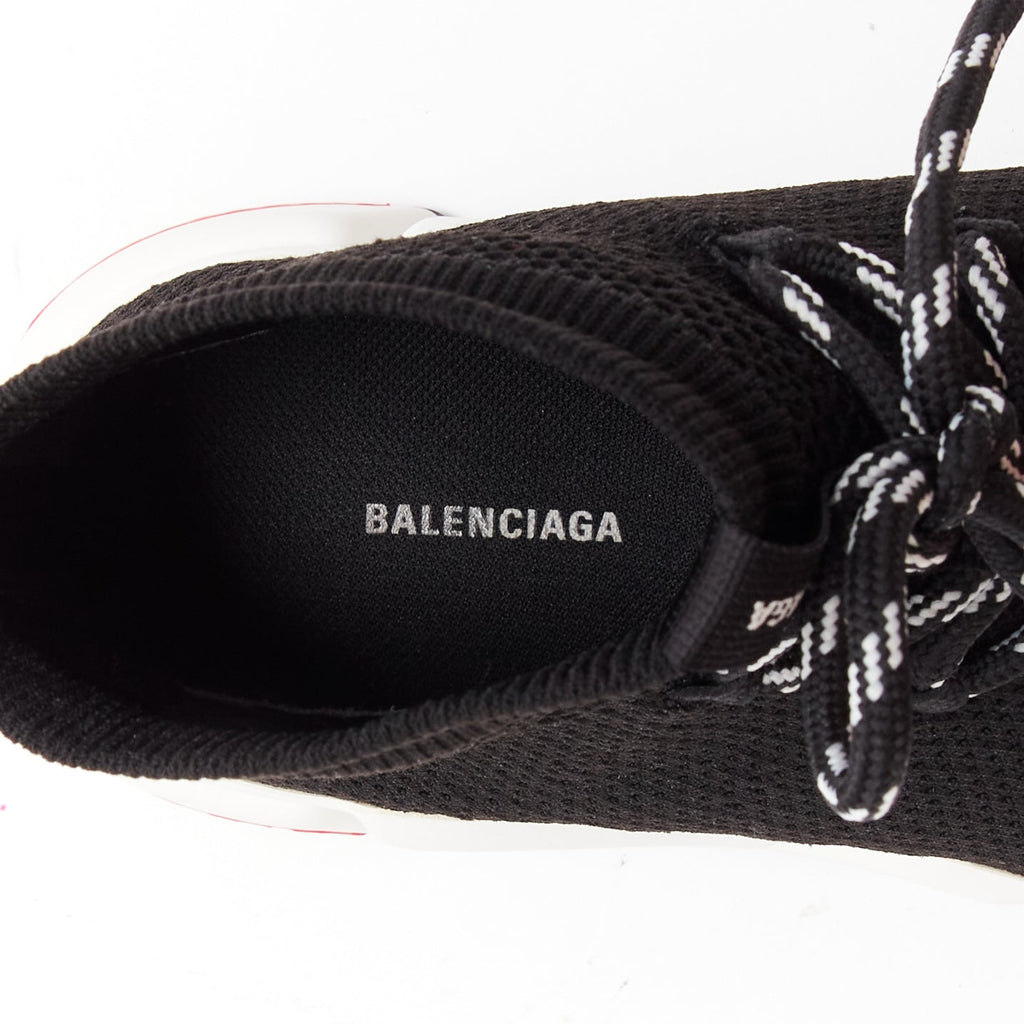 Men's Balenciaga Speed white red logo laced sock sneakers