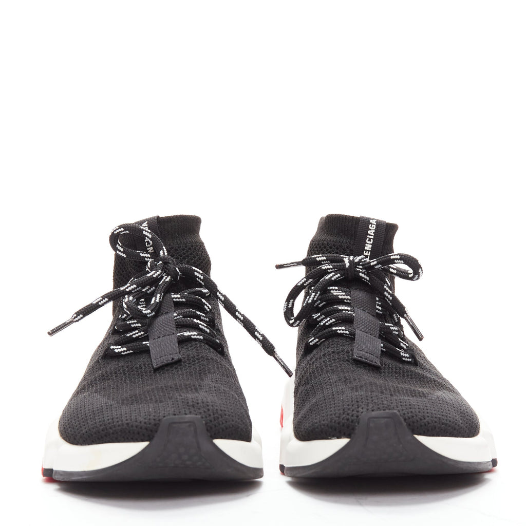 Men's Balenciaga Speed white red logo laced sock sneakers