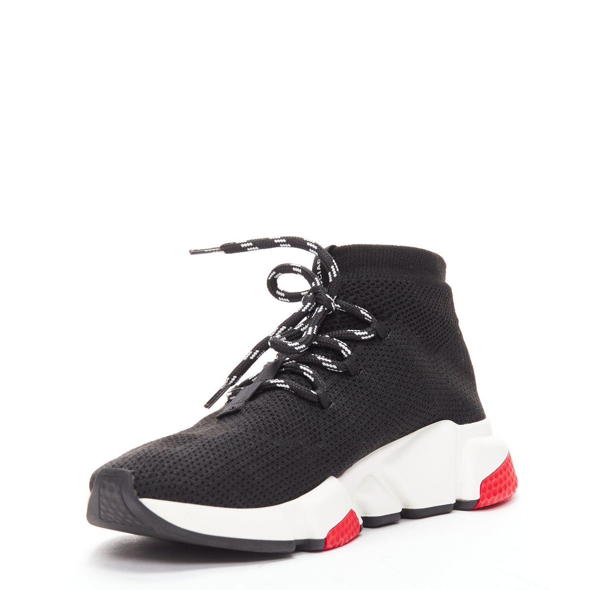 Men's Balenciaga Speed white red logo laced sock sneakers