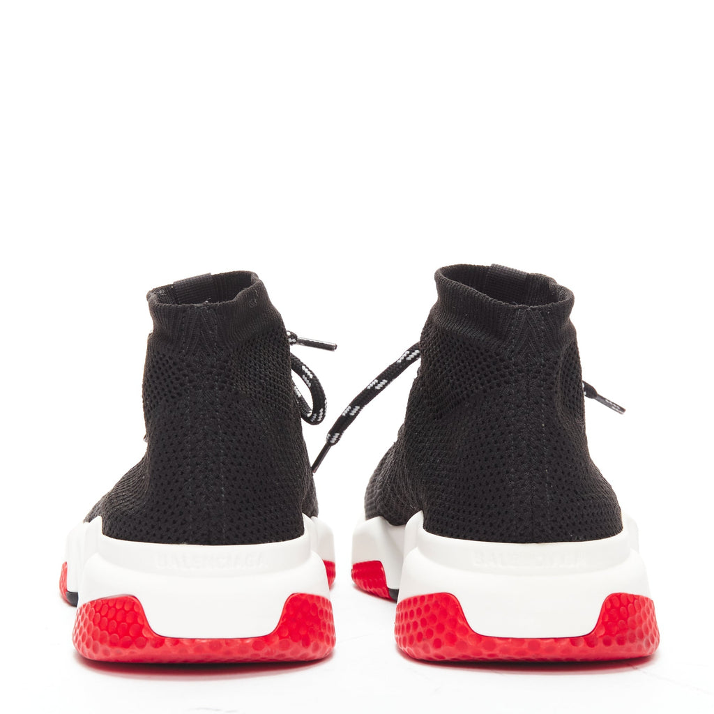Men's Balenciaga Speed white red logo laced sock sneakers