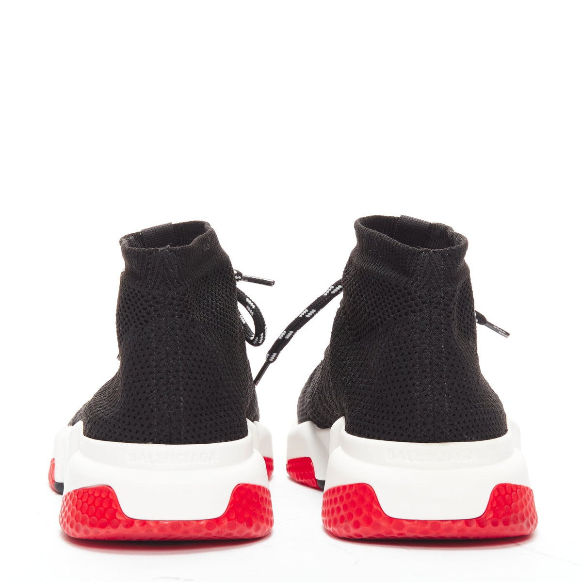 Men's Balenciaga Speed white red logo laced sock sneakers