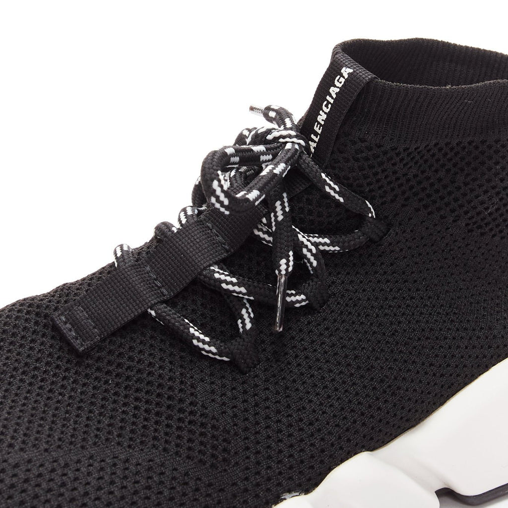 Men's Balenciaga Speed white red logo laced sock sneakers