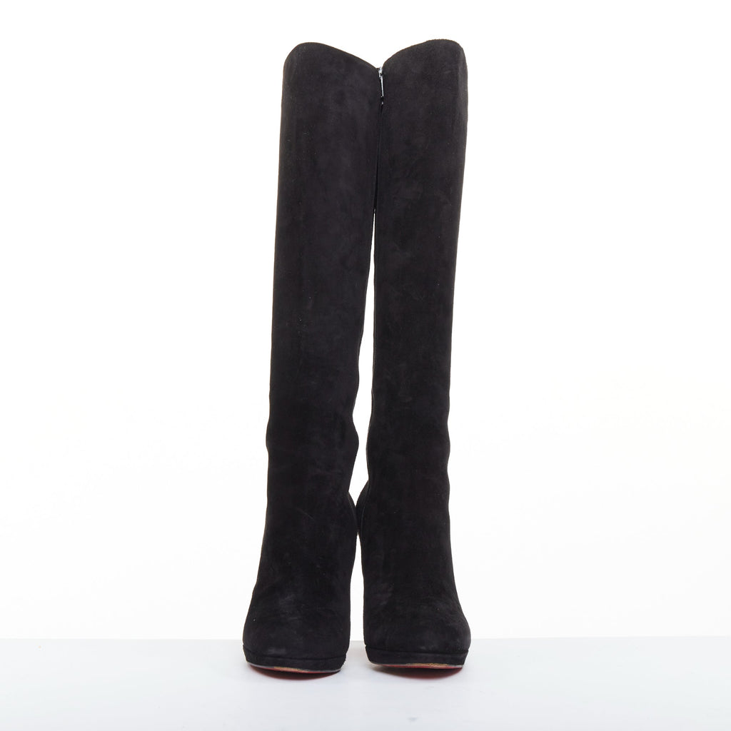 Women's Christian Louboutin veau velour suede platform boots