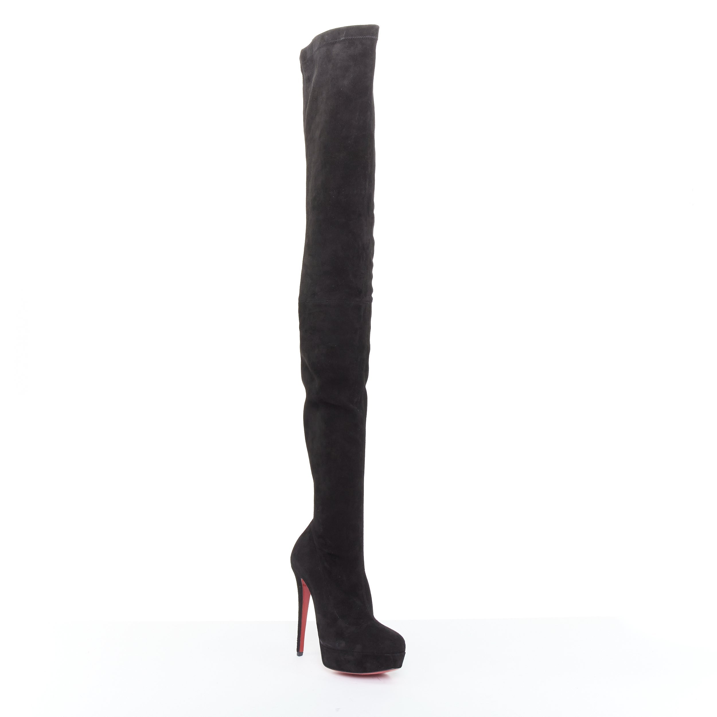 Women's Christian Louboutin suede over knee platform boots