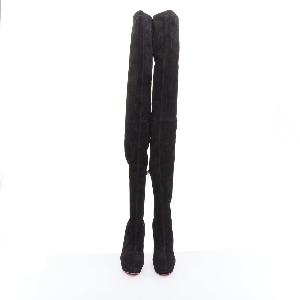 Women's Christian Louboutin suede over knee platform boots