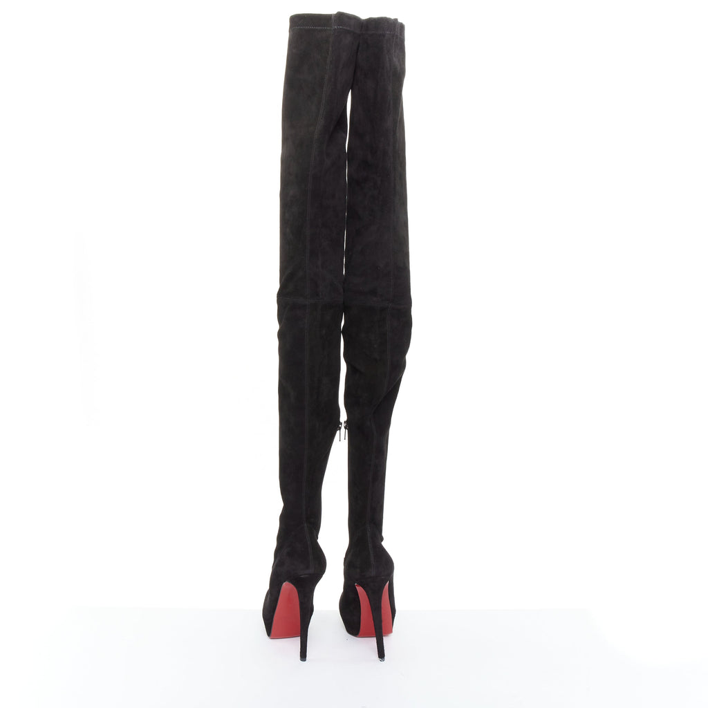 Women's Christian Louboutin suede over knee platform boots