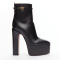 Women's Valentino Tango leather gold buckle platform boots