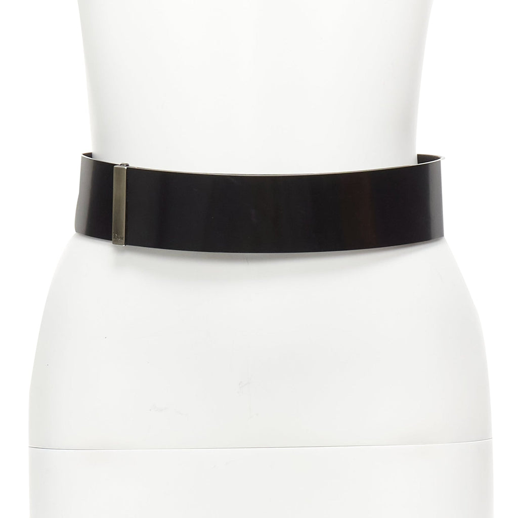 Dior minimal logo metal bar smooth calfskin wide belt