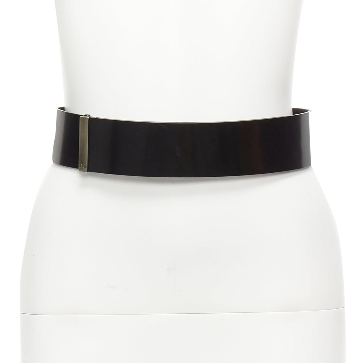 Dior minimal logo metal bar smooth calfskin wide belt