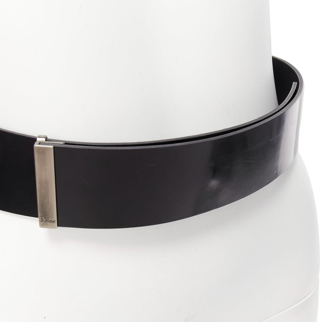 Dior minimal logo metal bar smooth calfskin wide belt