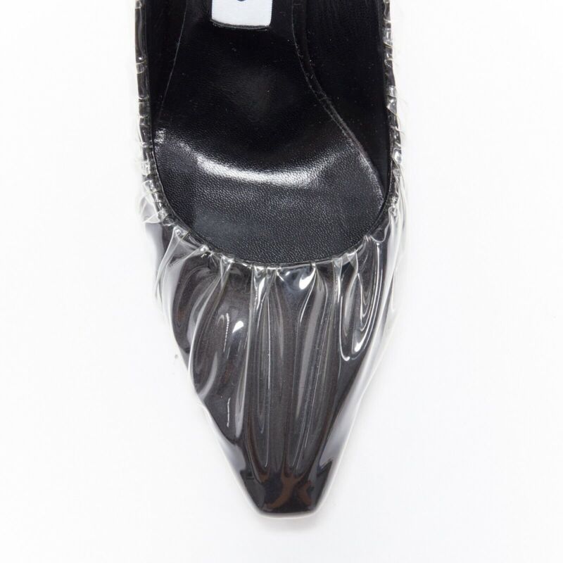 Women's Off-White Jimmy Choo black satin transparent ruche pumps