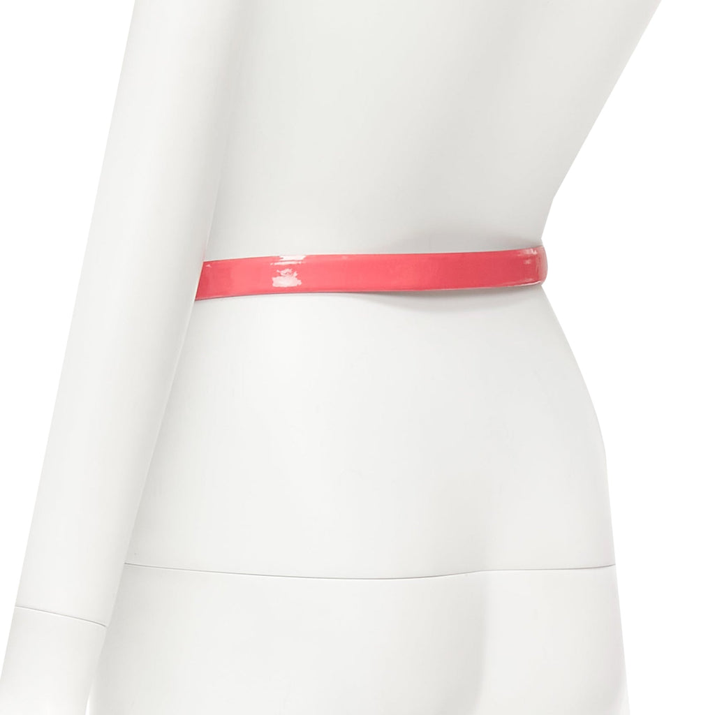 Chanel patent leather CC logo buckle skinny belt