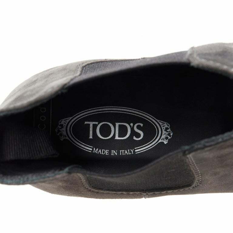 Women's Tod's No Code dark grey suede flat ankle bootie