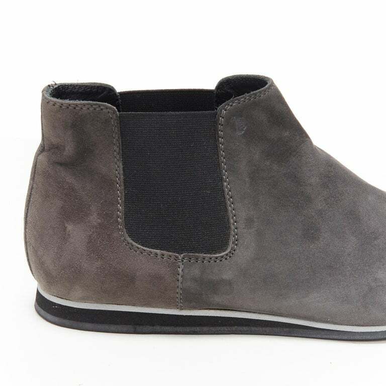 Women's Tod's No Code dark grey suede flat ankle bootie