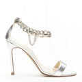 Women's Manolo Blahnik silver chunky chain lock ankle strap sandal