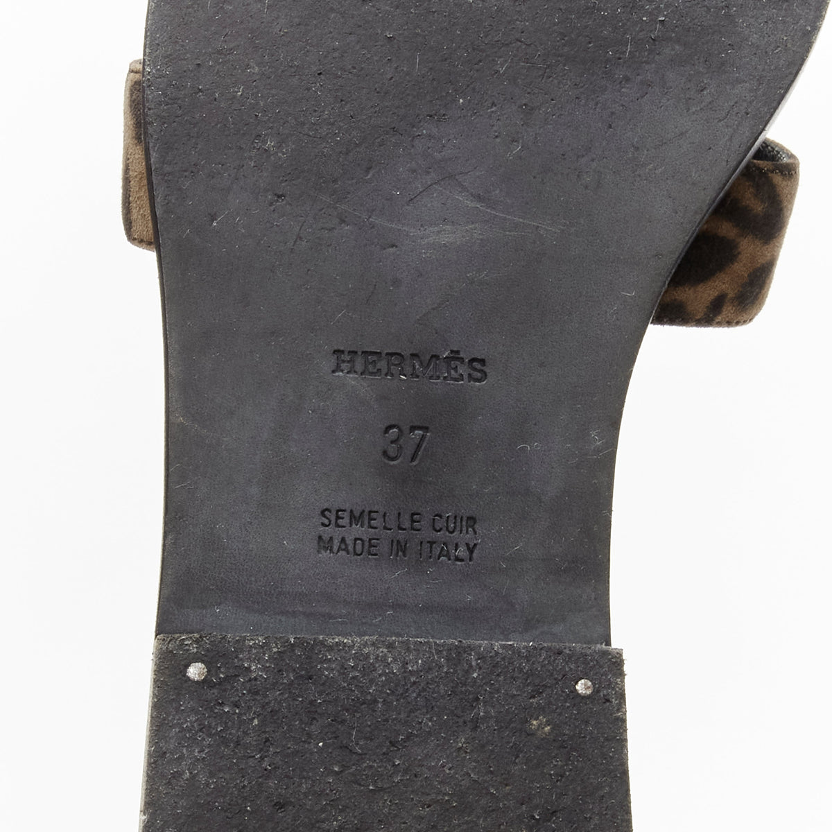 Women's Hermes Oran H logo signature leopard print leather sandals