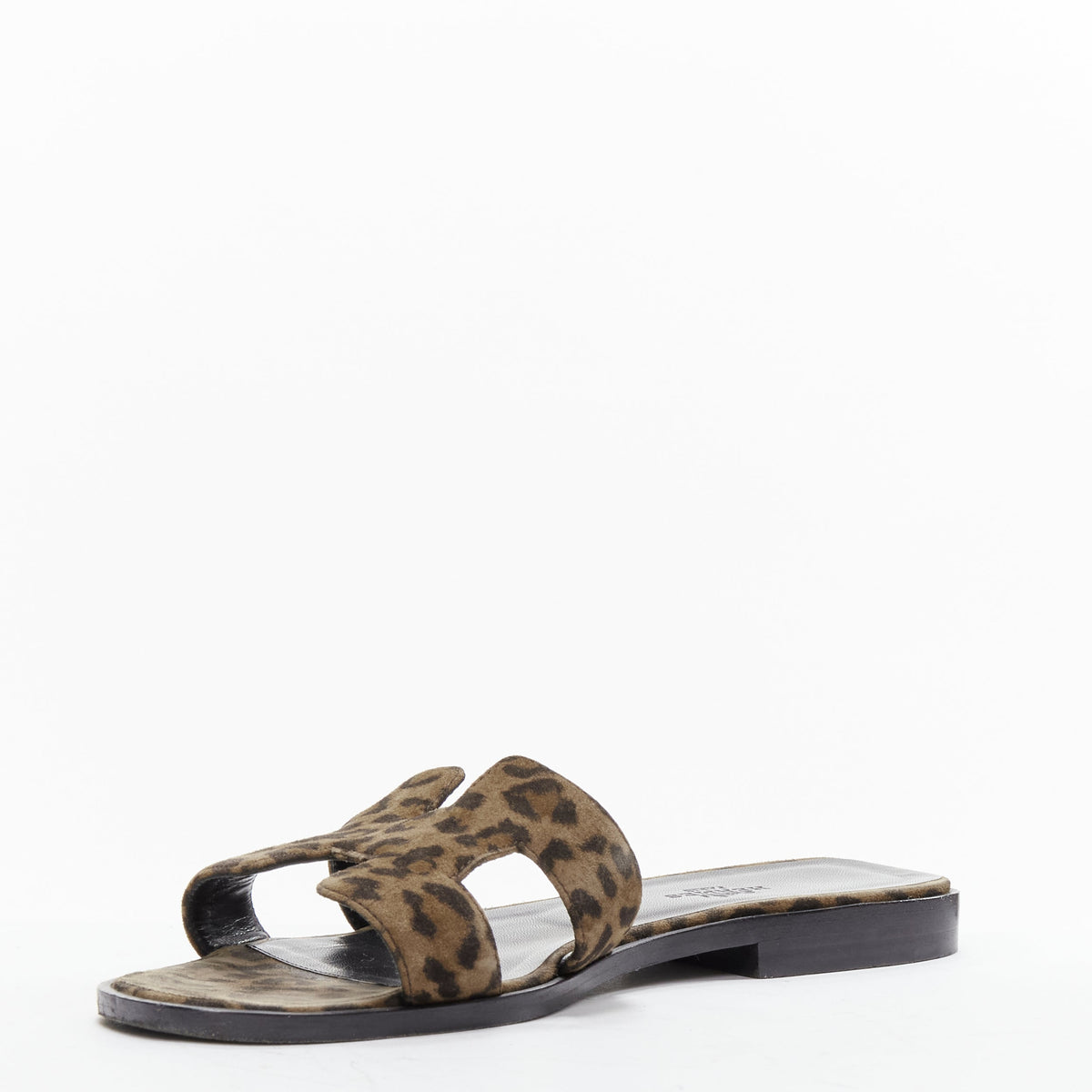 Women's Hermes Oran H logo signature leopard print leather sandals