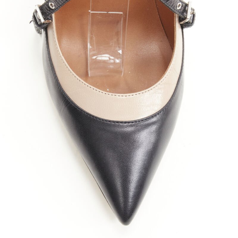 Women's Valentino leather silver grommet stud bondage harness pump