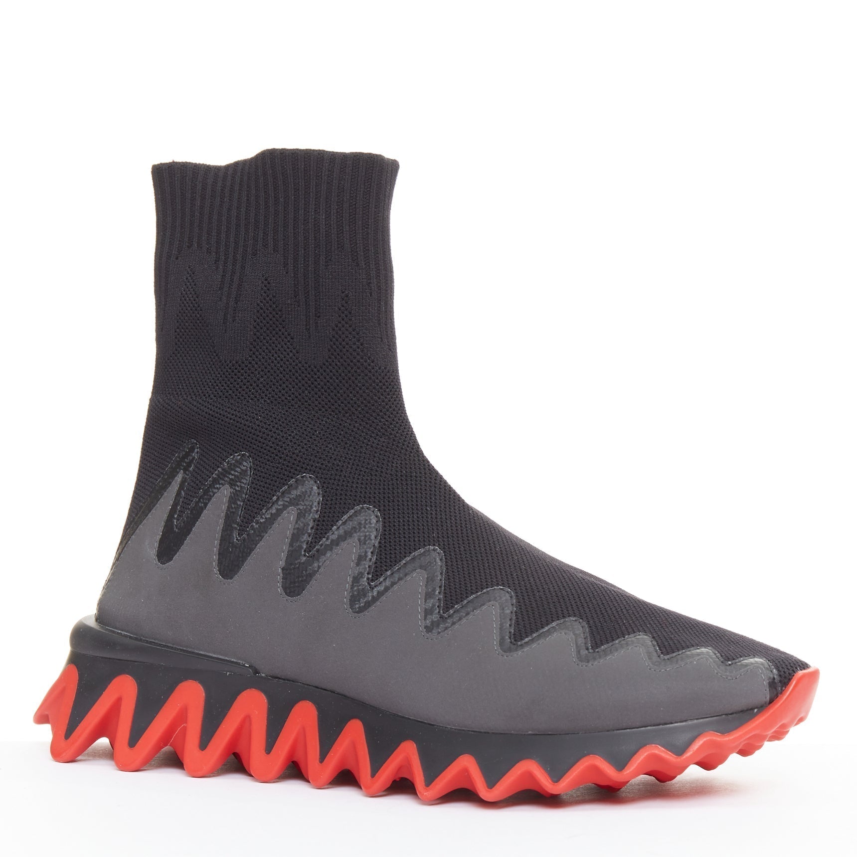 Men's Christian Louboutin black knit rubber sneakers
