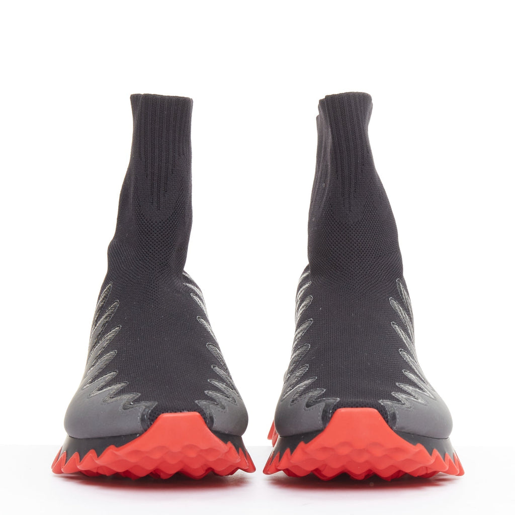 Men's Christian Louboutin black knit rubber sneakers
