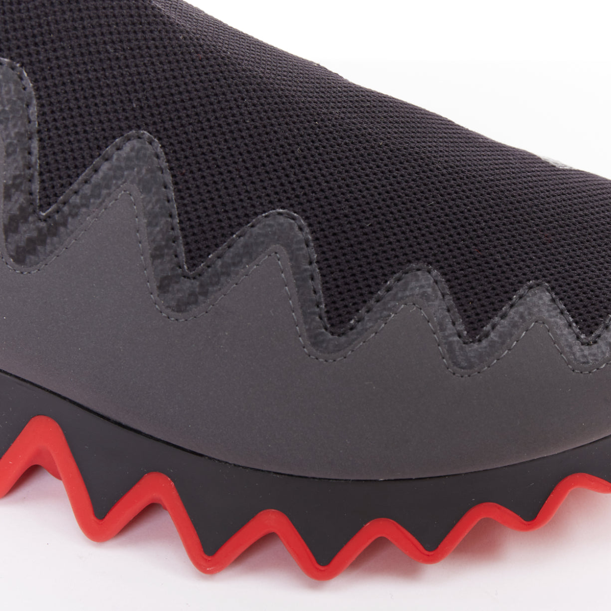Men's Christian Louboutin black knit rubber sneakers