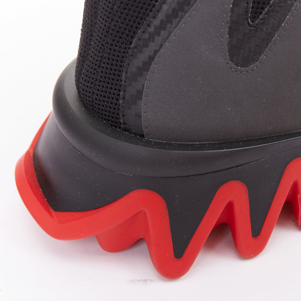 Men's Christian Louboutin black knit rubber sneakers