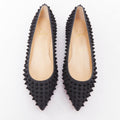 Women's Christian Louboutin Pigalle Spikes Flat flannel studded shoes