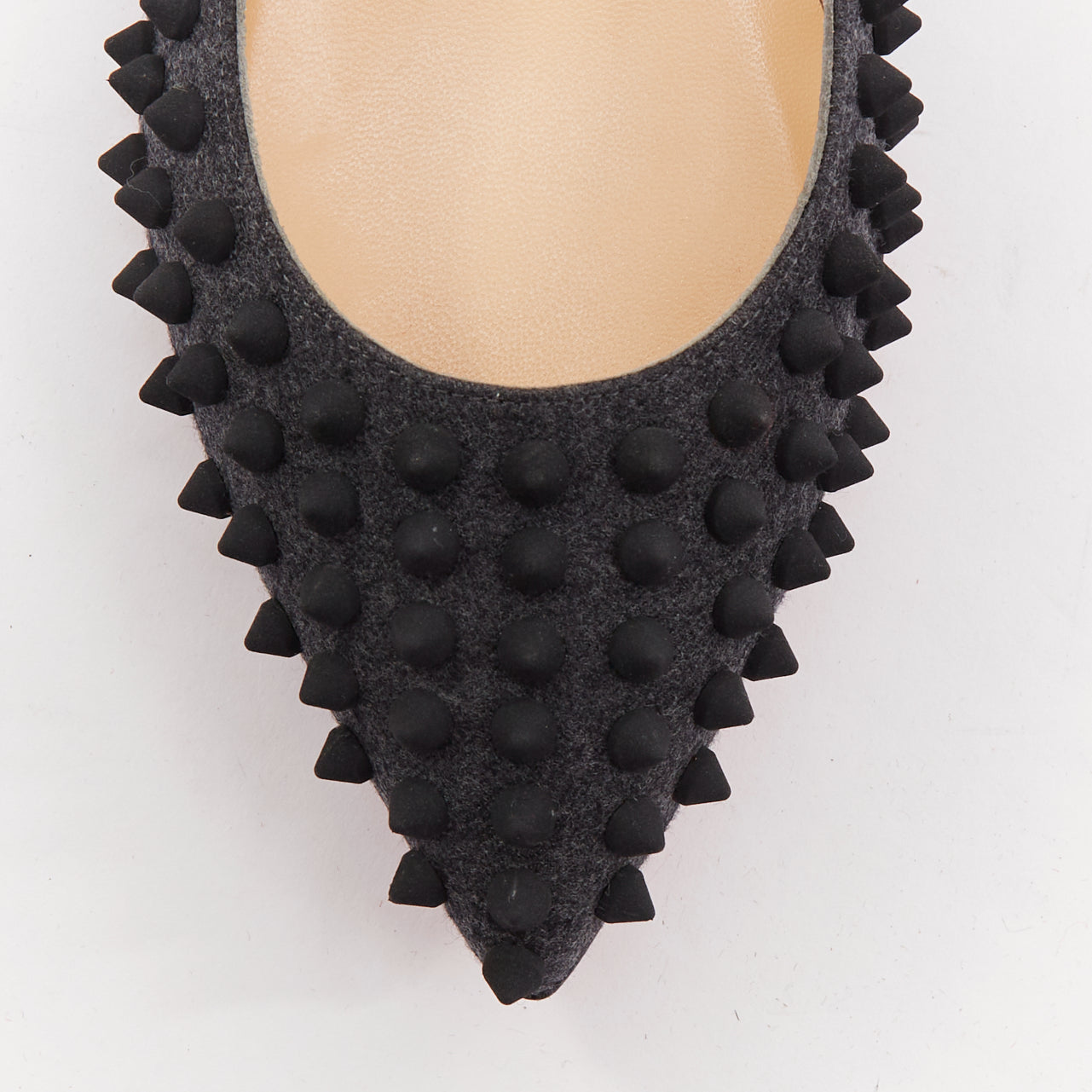 Women's Christian Louboutin Pigalle Spikes Flat flannel studded shoes