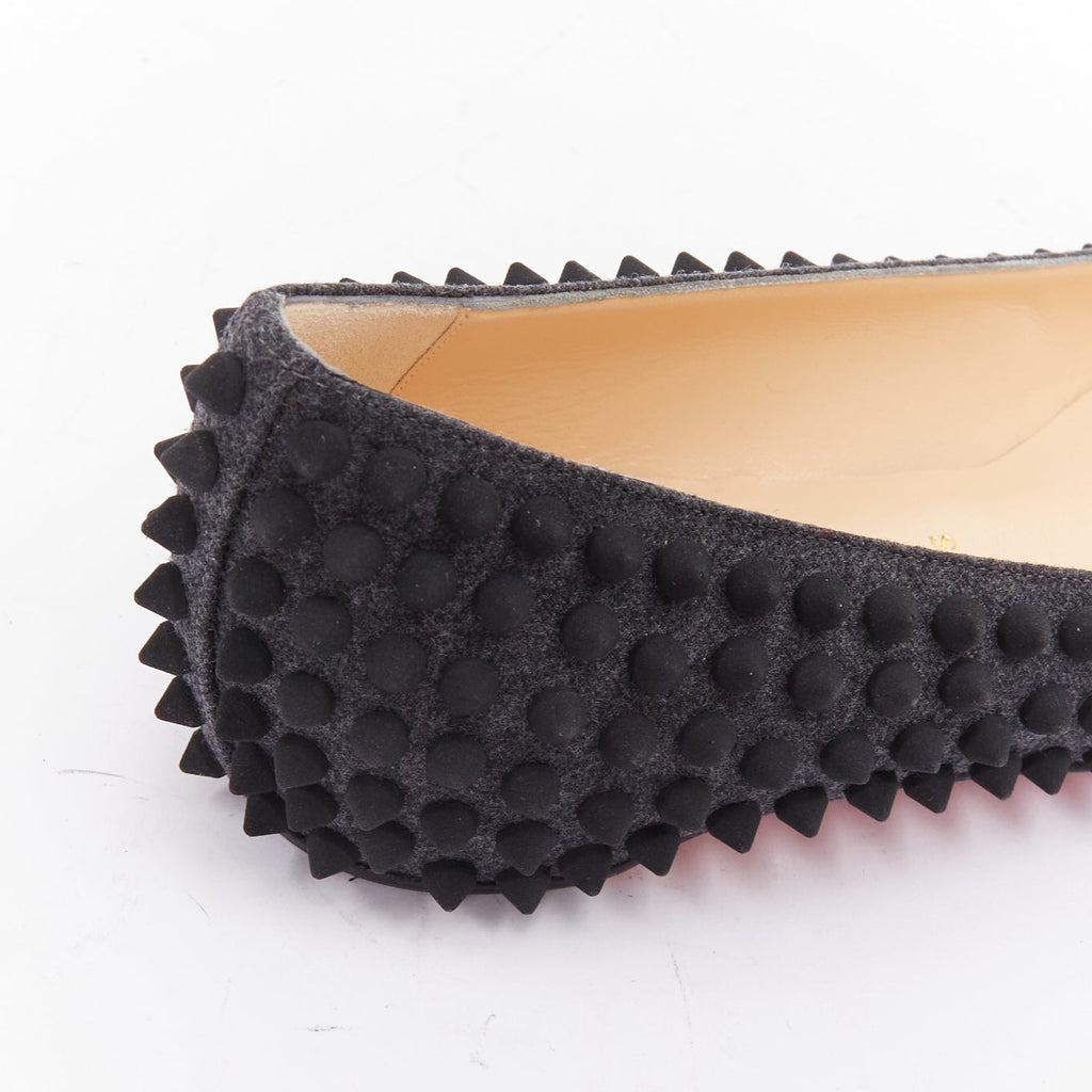 Women's Christian Louboutin Pigalle Spikes Flat flannel studded shoes