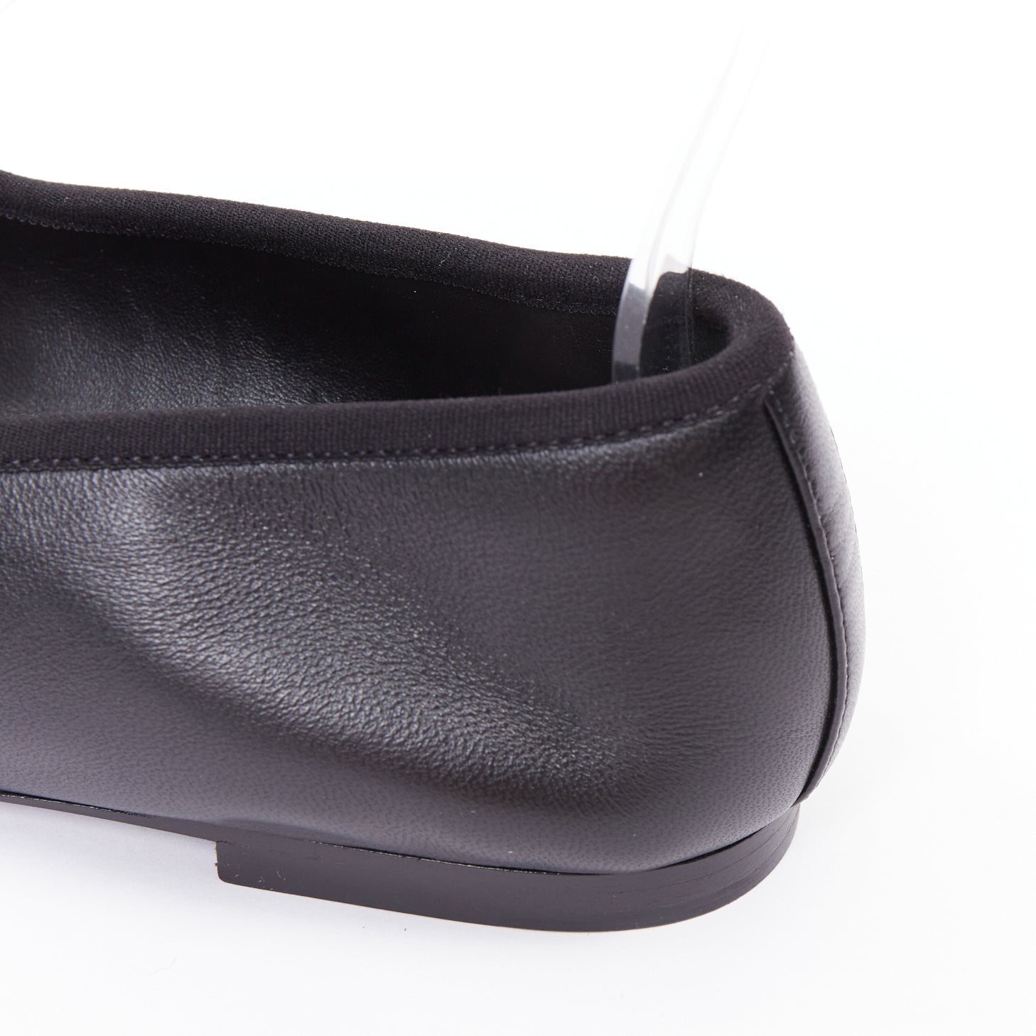 Women's Chanel black soft lambskin stitched CC cap toe flats
