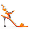 Women's Prada Flame bright orange patent Fire mid heel sandals