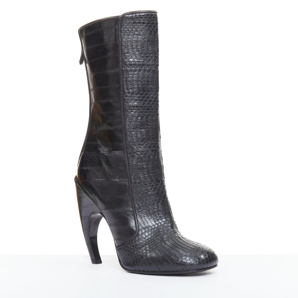 Women's Givenchy curved horn heel black ankle boots