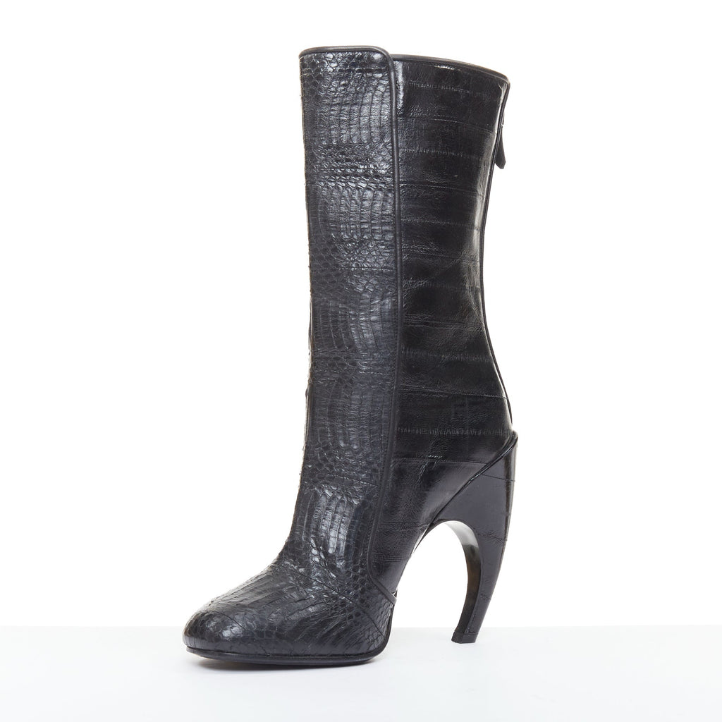 Women's Givenchy curved horn heel black ankle boots