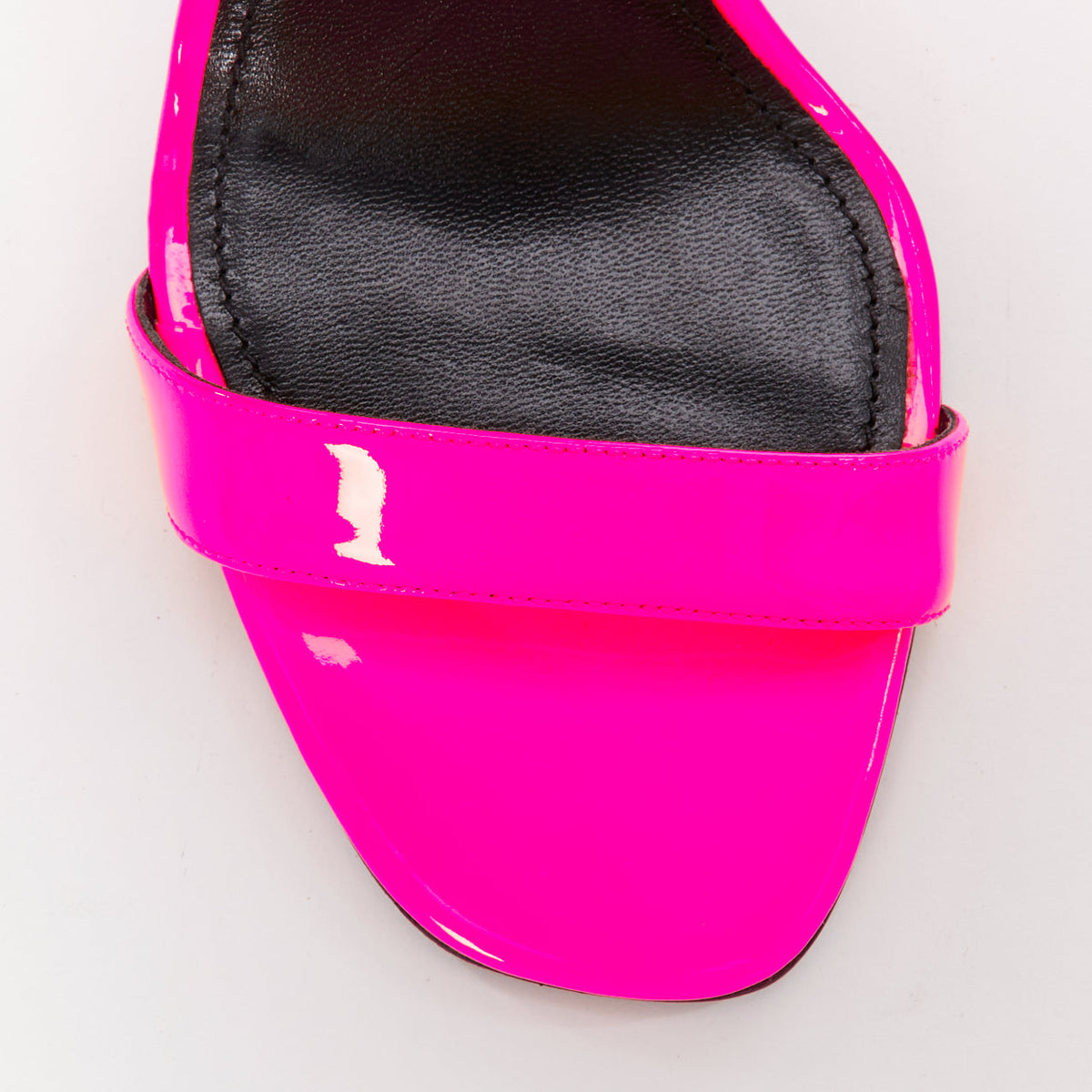Women's Prada Flame pink patent Fire mid heel sandals