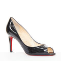 Women's Christian Louboutin You You black patent leather peep toe heels