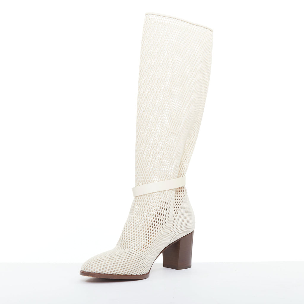 Women's Christian Dior Empreinte Montaigne mesh leather heeled boots