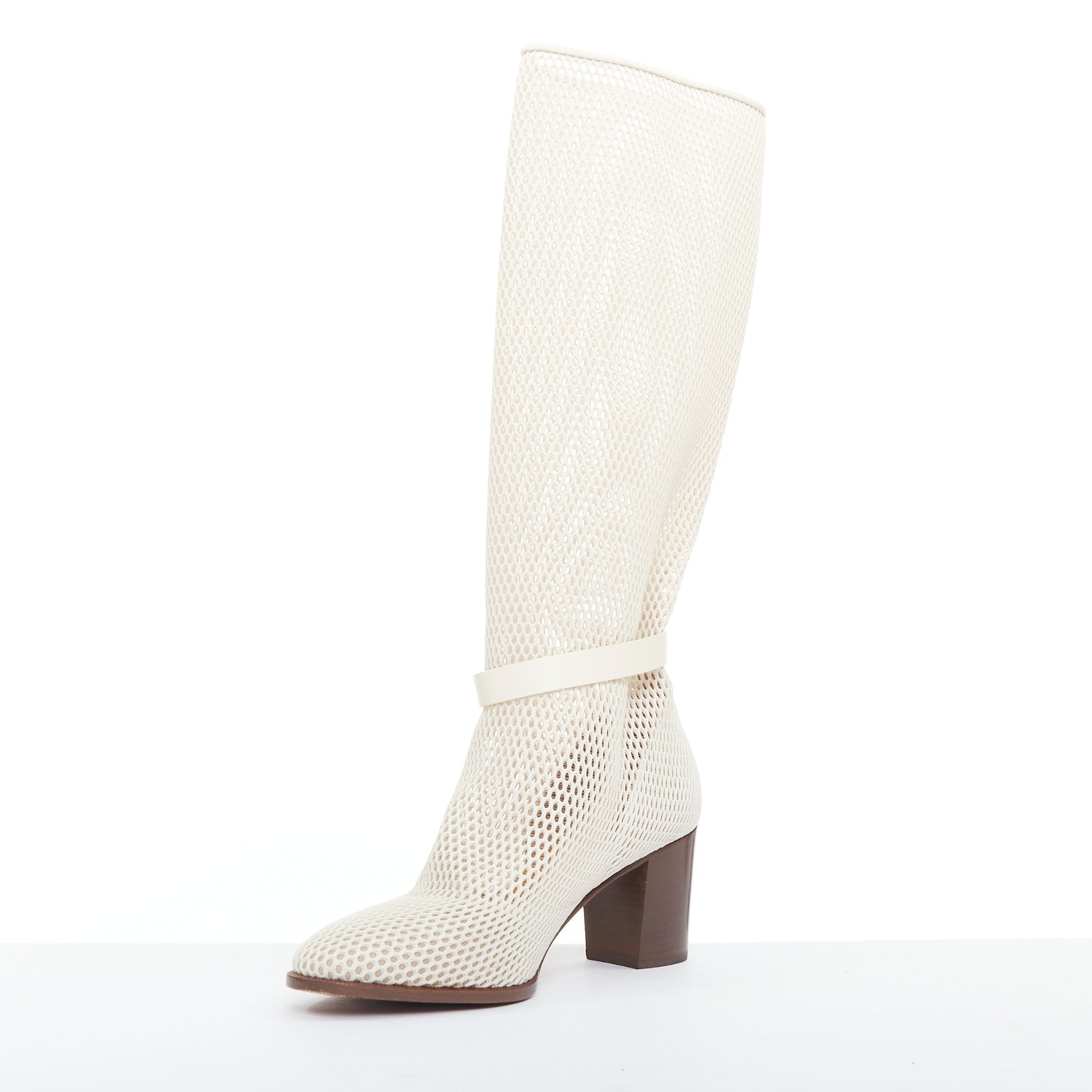 Women's Christian Dior Empreinte Montaigne mesh leather heeled boots