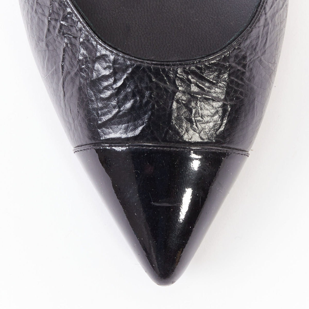 Women's Chanel Sculpted Sailor Knot black leather CC cap toe pumps